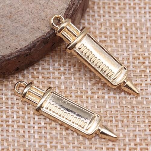Vintage 15pcs Medical Syringe Thermometer Charms Pendants For Bracelet Findings Jewelry Accessories