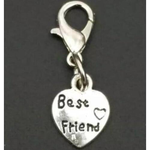 High quality Tibetan Silver Best Friend Hearts Charm Pendant For Bracelet DIY Jewelry Making Finding