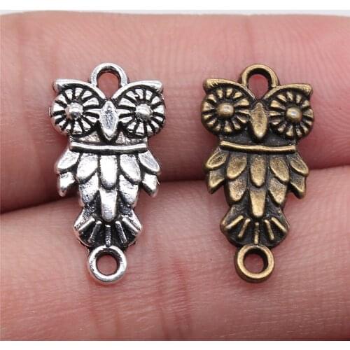 WYSIWYG 20pcs 21x11mm Antique Bronze Owl Connector Pendant Owl Connector Charm Pendant Owl Pendants Connector