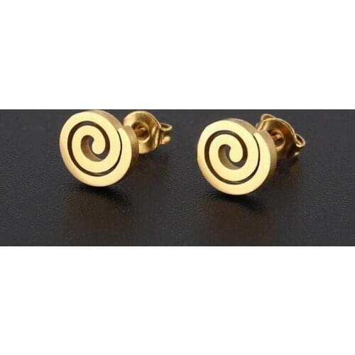 Jisensp Korean Style Geometric Swirl Stud Earrings Simple Fashion Sea Wave Stainless Steel Earrings for Women Girls Best Gift