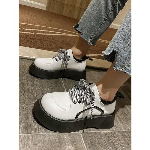 Japanese college style female big head small leather shoes summer hot sale British style casual platform lace-up shoes