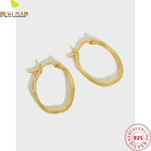 925 Sterling Silver Irregular Circle Hoop Earrings For Women Light Luxury 18k Gold Female Fine Jewelry