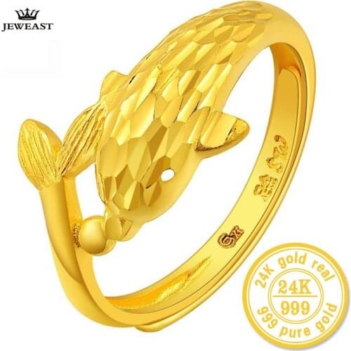 ZZZ 24K Pure gold guardian The dolphins Living circle For women gold ring wholesale Unique lovely Small dolphins 999 solid