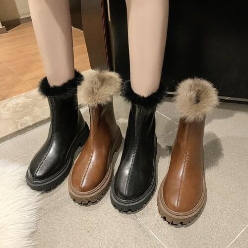 Winter Shoes Women Snow Boots Waterproof Warm Plush Winter Women Ankle Boots Fur Shoes Fashion Ladies Martin Boots