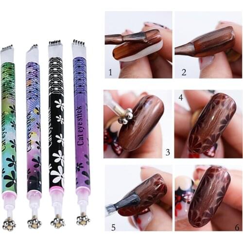 1pcs Flower Nail Art Magnet Pen for DIY Magic 3D Magnetic Cats Eyes UV Gel Polish Brush Acrylic Tool 4 colors For Choose