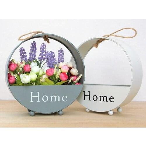 1PC Iron Artificial Flowers Wall Vase Hanging Succulent Flowerpot Container Wall Decoration for Wedding Home Decor JL 243