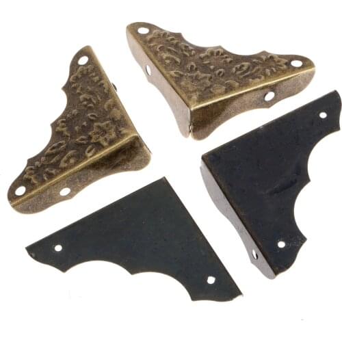 12Pcs Metal Corners Wooden Box Brackets Case Protectors Guard Flower style Decorative Antique Bronze/Brass Triangle shape