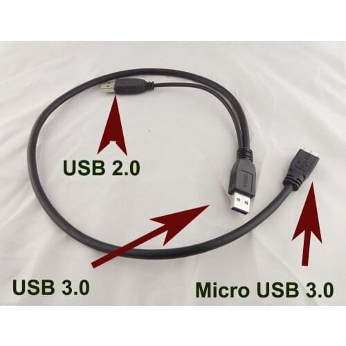 2pcs USB 3.0 A Male Micro USB 3.0 B Y Cord Cable For Toshiba External Hard Drive Disk 50cm