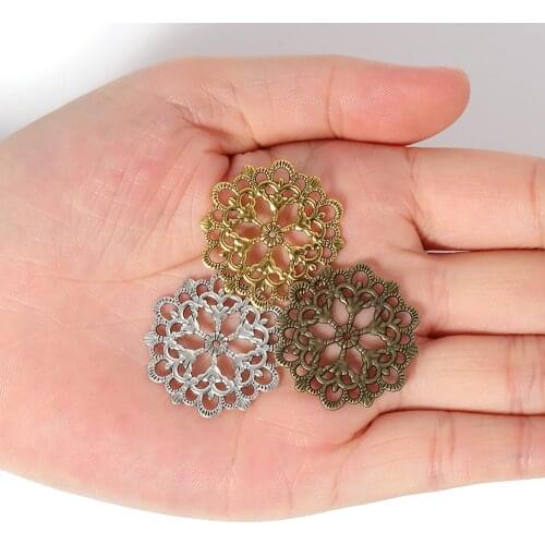 20pcs/lot 29mm Round Flower Motif Charms Pendants High Quality Necklace Bracelet Wholesale Jewelry Making Components DIY