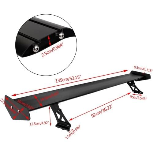 2021 Adjustable Aluminum 53.15'' 135cm Universals Tuning Rear Car Sedan GT Wing Racing Spoiler Black Clamp Trunk Cover