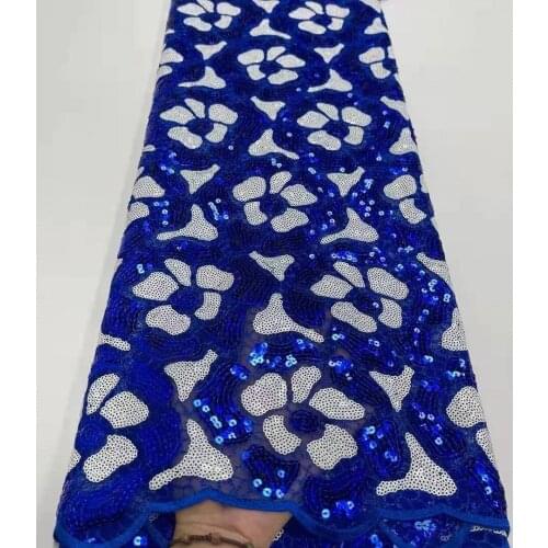 2021 High Quality Sequence French Nigerian Sequins Net African Tulle Mesh Lace Fabric For Dress 5 Yards/Lot TZ0825