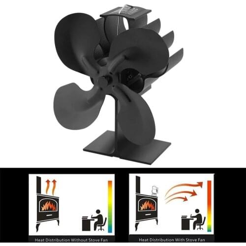 4-Blade Heat Powered Stove Fan For Wood Log Burner Fireplace Environmental Fireplace Fan Efficient Heat Distribution