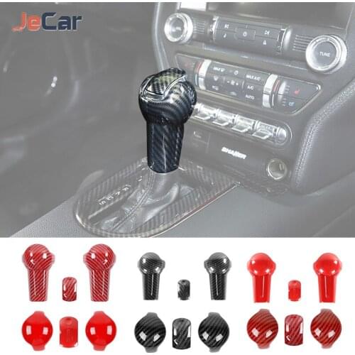ABS Car Interior Gear Shift Knob Decoration Cover Sticker Trim For Ford Mustang 2015-2021 Handle Sleeve Buttons Cover Sticker