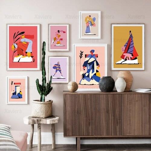 Abstract Retro Fashion Girl Illustration Picture Color Clothing Wall Art Poster Nordic Print Canvas Painting Bedroom Decoration