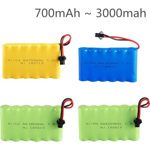 7.2V NI-MH NI-CD battery 700mAh 1400mAh 1800mAh 2400mAh 2800mAh for RC Toys Cars Trucks Tank Guns RC TOYS 7.2v battery