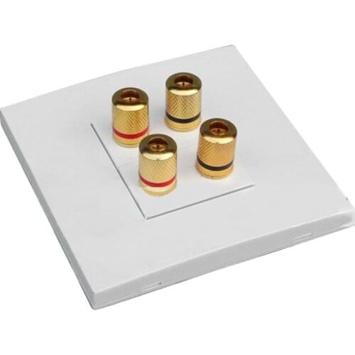 Audio Panel Terminals 2 Speaker 4 Binding Post Banana Jack Connector Wall Socket Plate Surround Sound