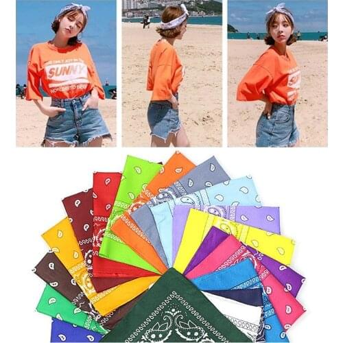 2020 Fashion Hip Hop 100% Cotton Bandana Square Scarf 55cm*55cm Black Red Headband Printed For Women/Men/Boys/Girls