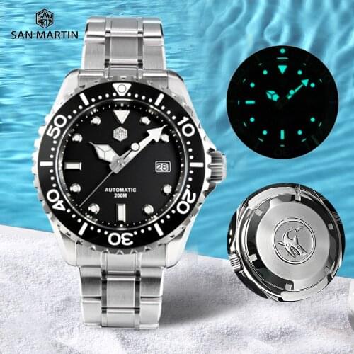 San Martin Diver Watch 44mm SBGA229G Luxury Men Watch Automatic Mechanical Wristwatches Sapphire Glass Date 200m Stainless Steel