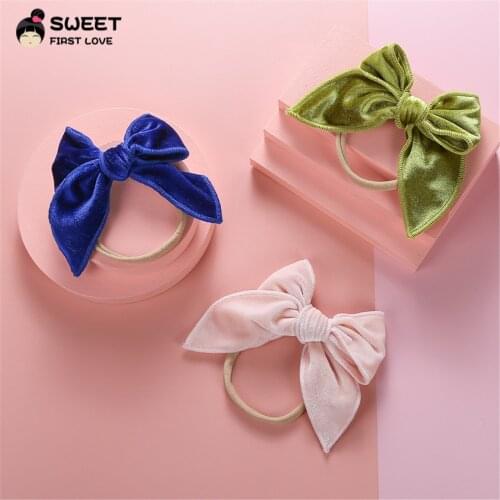 Baby Girl Bow Headband Multi Colors Velvet Bow Knot Head Bandage Kids Toddlers Headwear Nylon Hair Band Infant Hair Accessories