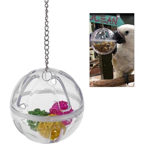 Pet Parrot Chew Toy Acrylic Foraging Ball with Balls Inside Bird Cage Hanging Toys Birds Supplies C42