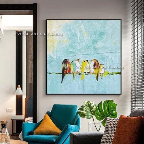 The 100%Handmade Happy Life Singing Girl Abstract Art Oil Painting On Canvas Modern Drawing For Home Child Decor Colorful Animal