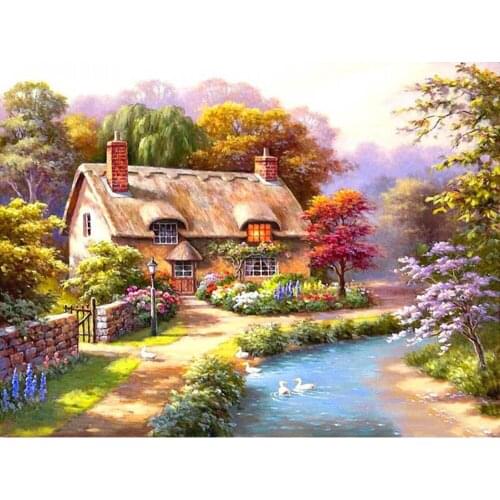 KEXINZU Full Drill Diamond Painting "House landscape" DIY Picture Of Rhinestone 5D Diamond Embroidery Cross Stitch Decor Y643050