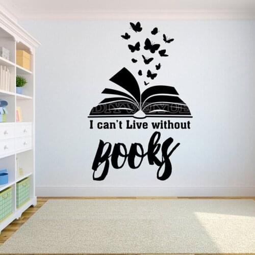 Books Quote Wall Sticker for Reading Room Decor Library Decal Removeable bookshelf Bookstore Mural Decoration Accessories Z833
