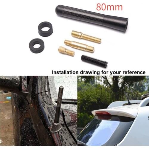 8cm/3.3" Short Car Radio Antenna Universal Screw Type Aerial Carbon Fiber Black For BMW E39 5 Series 97-03 EP-TX002-80