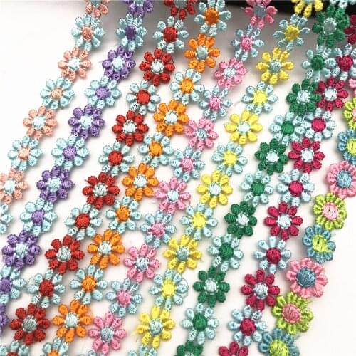 30yards Small Colorful polyeste Flower Embroidery Venice Lace Trim Lace Wedding Dress Decor Sewing Craft for toy and children