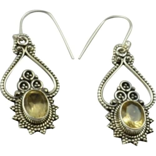 Lovegem Genuine Citrine EARRINGS 925 Sterling Silver, 39.4mm, AE2171