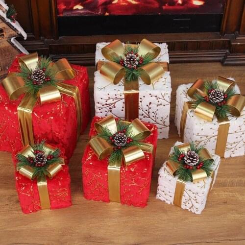 Christmas decorations Christmas gift box gift bag three-piece set window display hotel lobby scene decoration home decoration