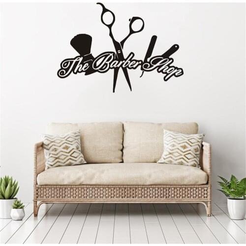 Barbershop Wall Sticker Scissors Tool Wall Decal For Barbershop Barber Home Decor Waterproof Removable Vinyl Mural DW6553