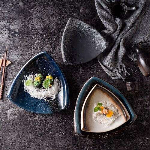 Irregular Japanese Tableware Household Sushi Plate Commercial Cooking Plate Creative Triangle Shaped Daily Tableware CN(Origin)