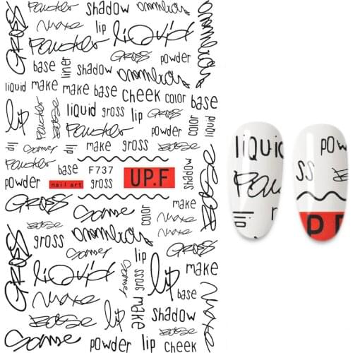 The New 3D Nail Sticker black stickers for nail Foil English Nails Accessories Fashion Manicure Sticker