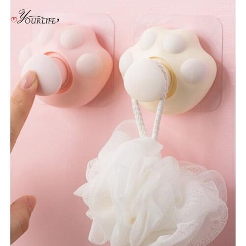 OYOREFD Cute Cartoon Cat Paw Wall Hook Creative Self-adhesive Hidden Hooks For Hanging Purse Key Hanger Wall Hanging Decor