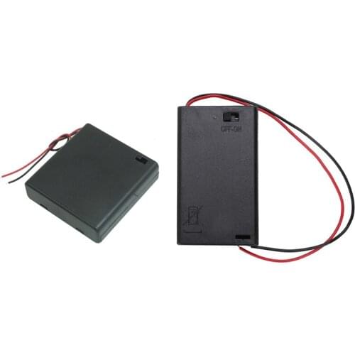 On/Off Switch 4 x 1.5V AA Battery Case Holder with Two Wire Leads ON/OFF Switch Black 3 x 1.5V AAA Battery Holder Case