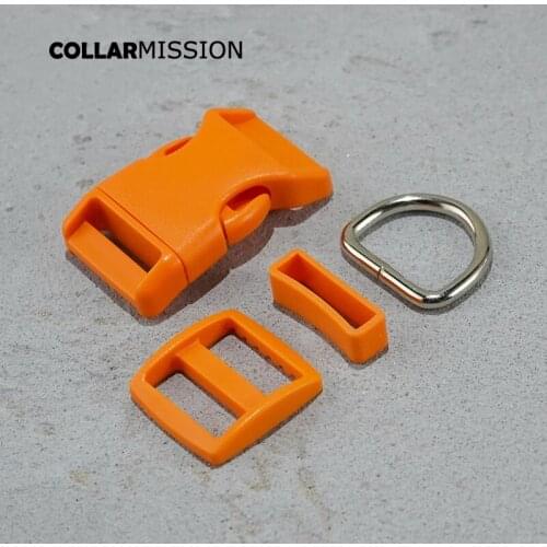 Plastic buckle+Tri-Glid+square keeper+D ring) DIY dog collar orange 25mm webbing sewing accessory premium quality