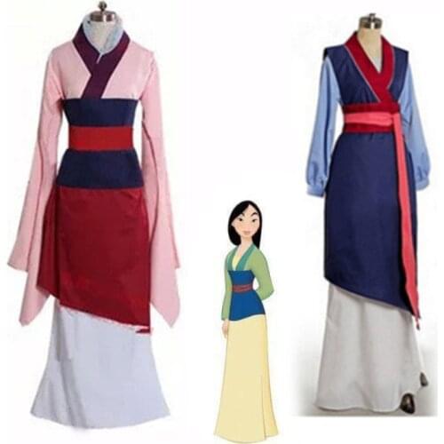 Movie Hua Mulan Dress Blue /red Dress Princess Dress girl/women kids adult Cosplay Costume Custom Made Halloween stage costume