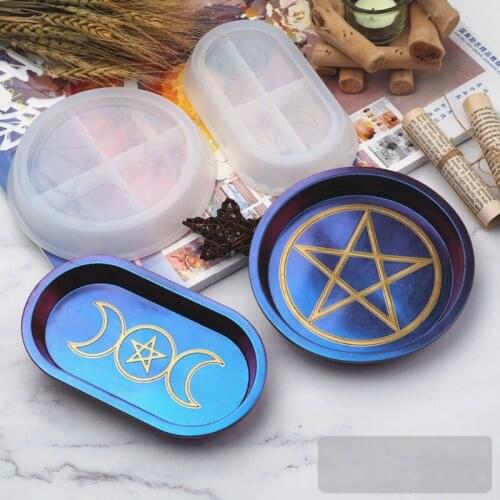 Handmade Moon Star Candle Tray Resin Molds Moon Phase Box Molds Triple Goddess With Pentagrams Mold Jewelry Making Tools