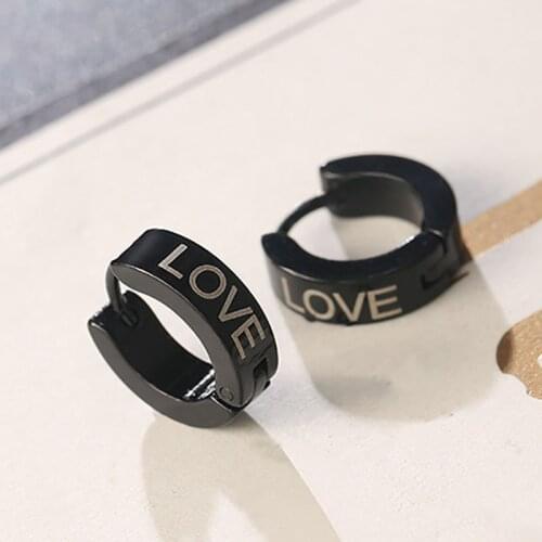 1 pair Punk Black Multiple Styles Stainless/Titanium Steel Stud Earrings For Men and Women Gothic Street Pop Hip Hop Ear Jewelry