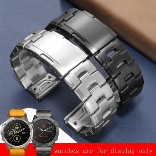 Stainless Steel Watchband Replacement Garmin Fenix6Pro x5/5XPlus 3HR Sport Fine Steel Watch Chain 22mm 26mm Quick Release
