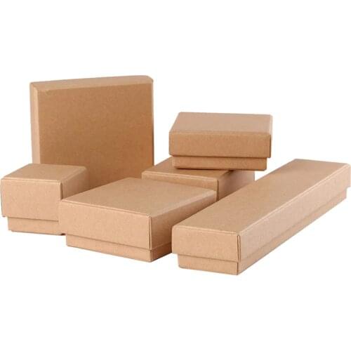 High Quality Kraft Paper Jewelry Box 5*5*4cm 1200g hard paper Kraft Ring Box Brown Necklace Packaging Customized Logo Kraft Box