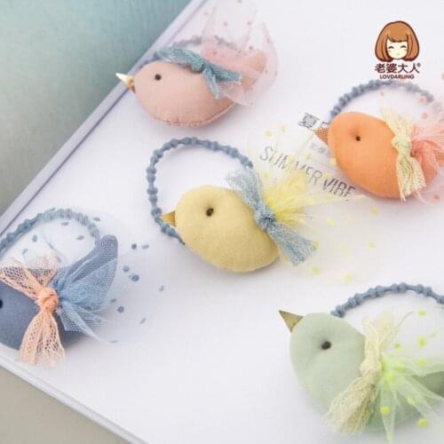 Handmade Spring Bird Bow Cartoon Cute Japanese Girl Full Bag Clip Safety Hairpin Childrens Hair Ring Hair Accessories