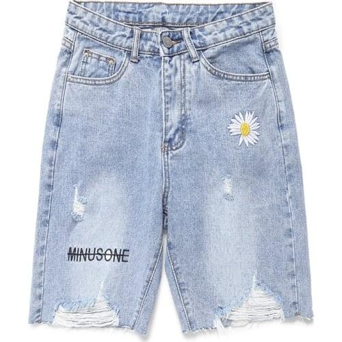 High Waist Wide leg Denim Shorts Plus Size Woman loophole chrysanthemum Tassel Tight Denim Shorts Washed Sexy Female summer
