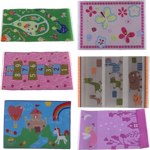 1/12 Dollhouse Miniature Rug Cartoon Carpet Embroidery Cloth Mat Decoration