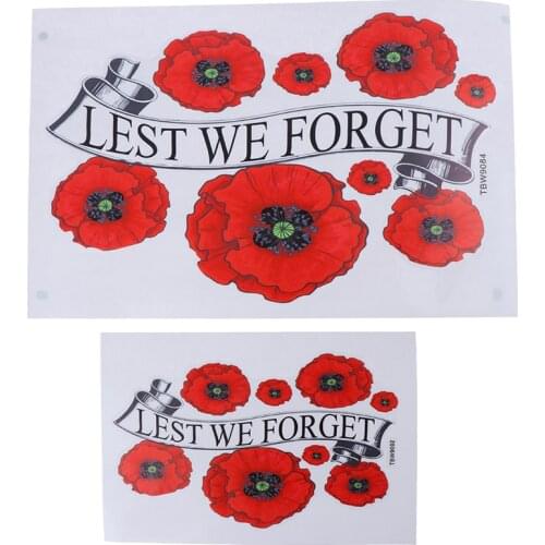 1pc car waterproof car sticker LEST WE FORGET alphabet car sticker red poppy flower car sticker