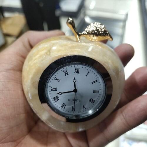 1pcs Natural Afghanistan jade Crystal Apple clock Craft for Table Decoration