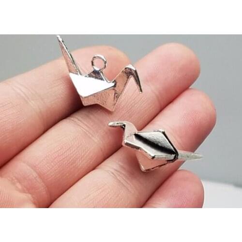 10pcs/lot--29x15x16mm, Paper crane cham,Antique silver plated Paper crane charms ,DIY supplies, Jewelry accessories