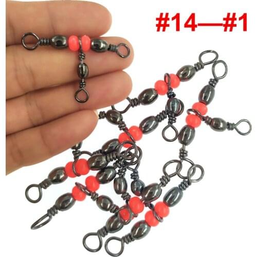 100pcs/200pcs 3-way Fishing Swivels Barrel Swivel #14-#1 Stainless Steel Swivel Hook Fishin Connector for Fishhook Carp Tackle