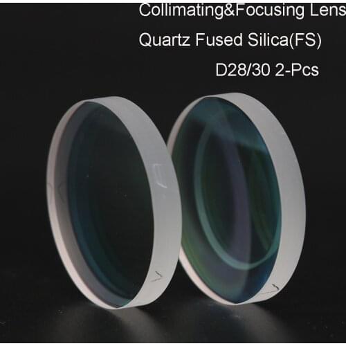 2pcs Fiber Laser Collimating Lens D28 30mm Quartz Focus Lens 1064nm For WSX Bodor BT240S Laser Cutting Machine